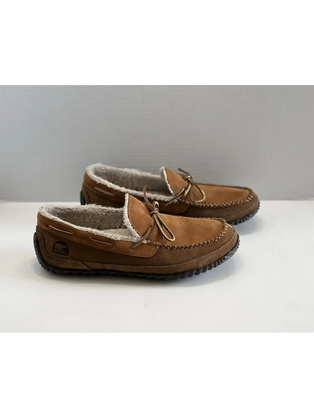 Sorel Maddox Moc Slipper Men's Brown Suede Faux Fur Lined Comfort Shoes Size 9.5